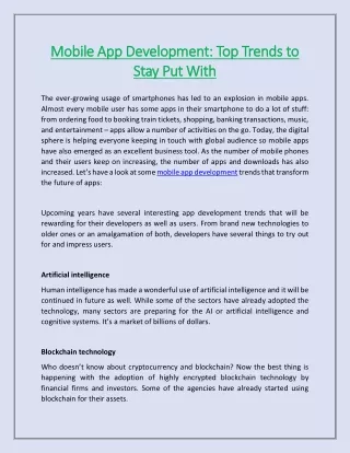 mobile app development top trends to mobile