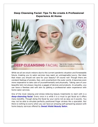 deep cleansing facial tips to re create