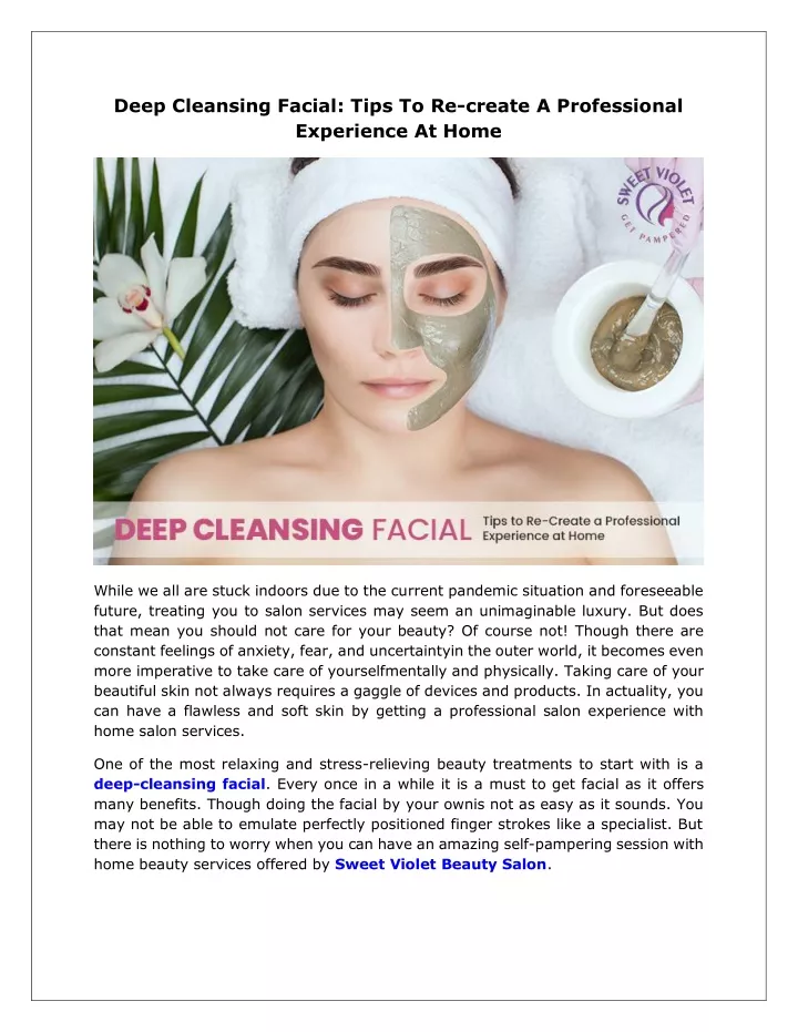 deep cleansing facial tips to re create
