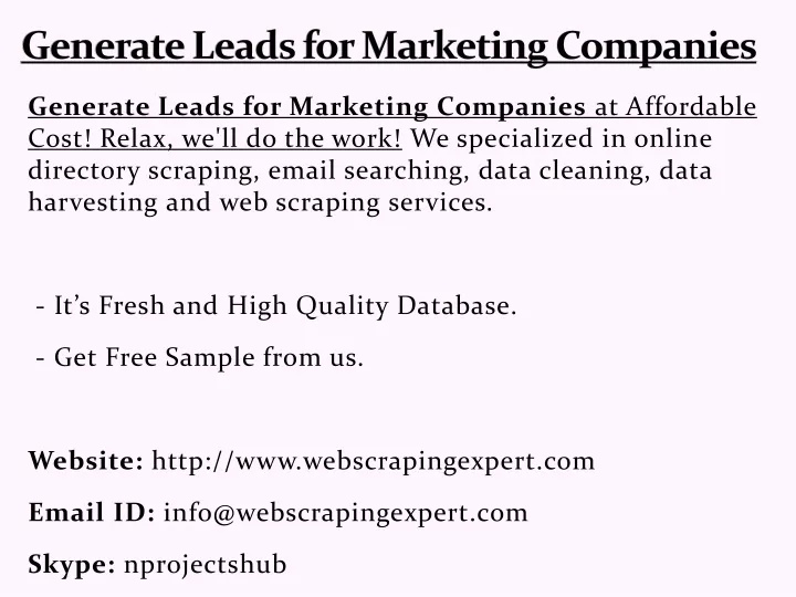 generate leads for marketing companies