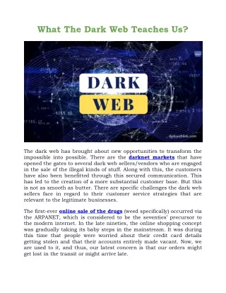 What The Dark Web Teaches Us?