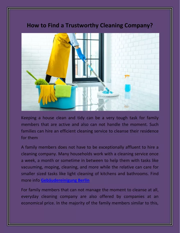 how to find a trustworthy cleaning company