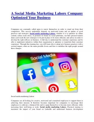 a social media marketing lahore company optimized