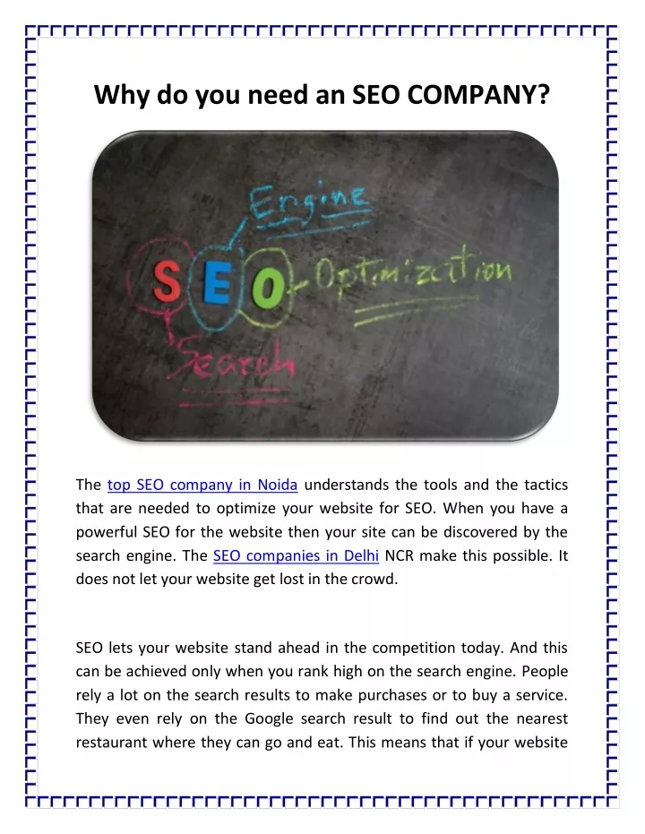 why do you need an seo company