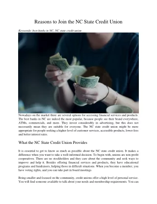 reasons to join the nc state credit union