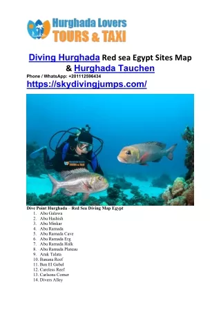 Diving Hurghada Red sea Egypt Sites Map