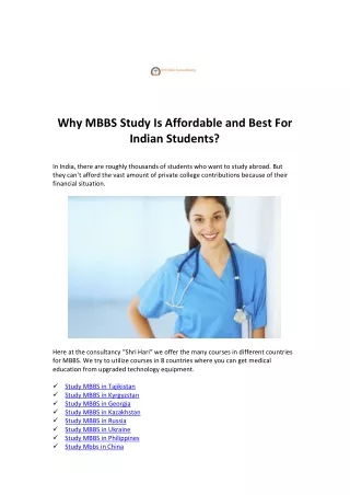Why MBBS Study Is Affordable and Best For Indian Students?