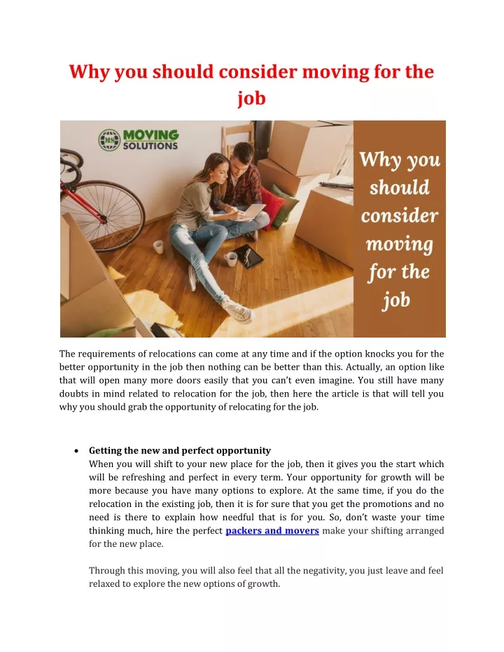 why you should consider moving for the job