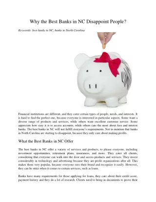 why the best banks in nc disappoint people