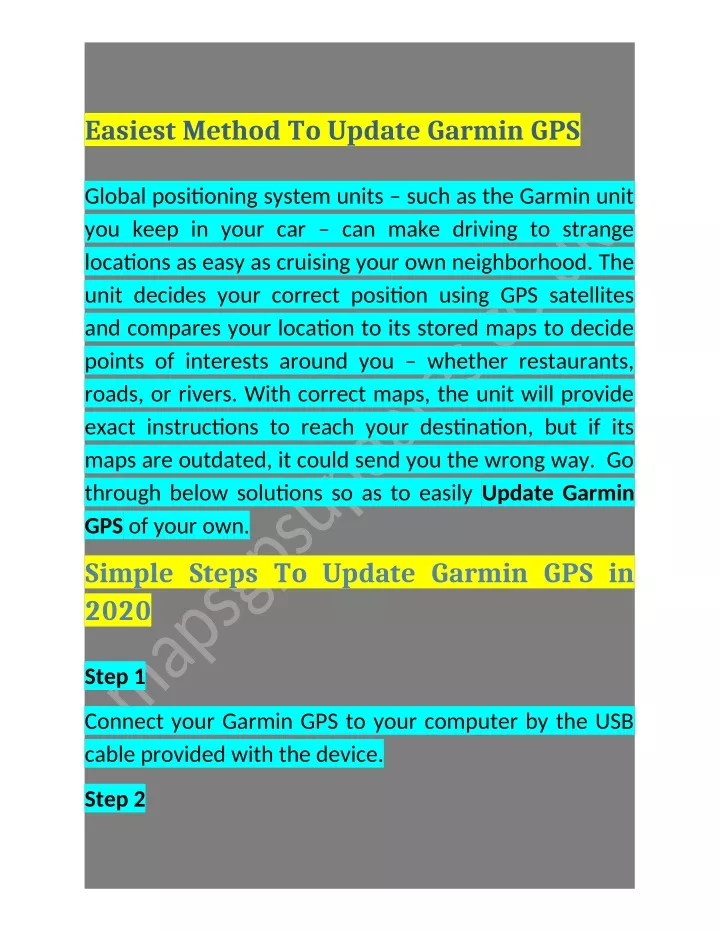 easiest method to update garmin gps
