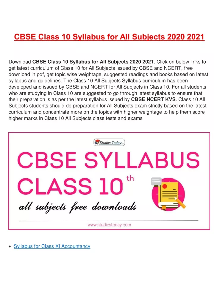 cbse class 10 syllabus for all subjects 2020 2021