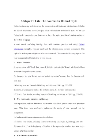 5 steps to cite the sources in oxford style