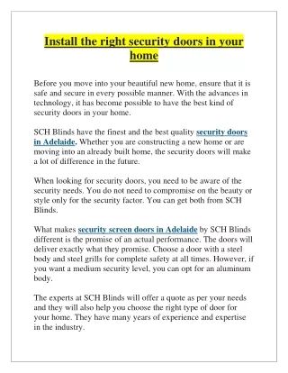 install the right security doors in your home