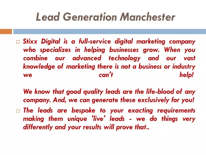 lead generation manchester