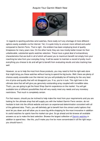 acquire your garmin watch now
