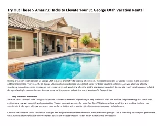 Try Out These 5 Amazing Hacks to Elevate Your St. George Utah Vacation Rental