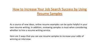 How to Increase Your Job Search Success by Using Resume Samples