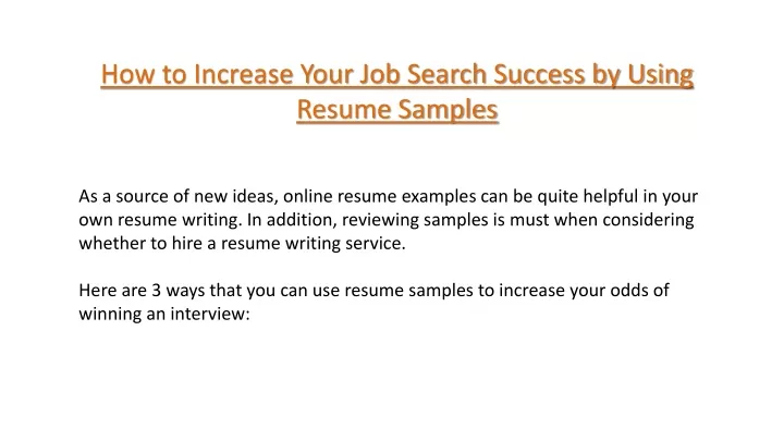 how to increase your job search success by using resume samples