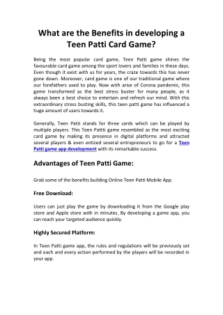 What are the Benefits in developing a Tenn Patti Game App? - MacAndroMacAndro is a leading card game app development com