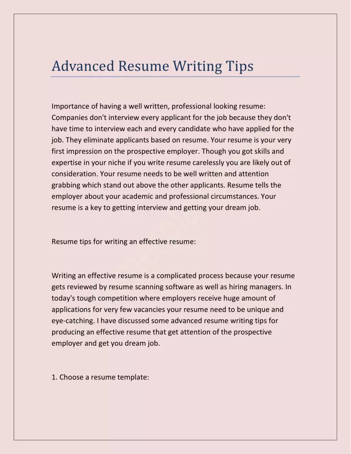 advanced resume writing tips