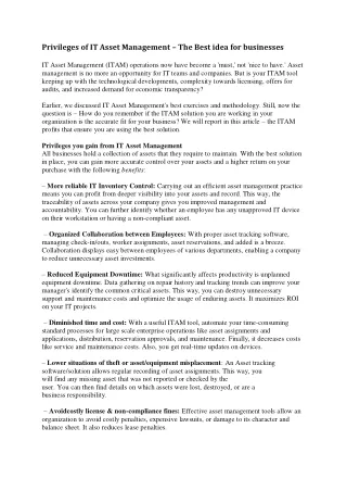 privileges of it asset management the best idea