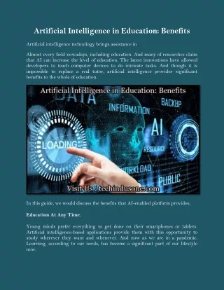 Artificial Intelligence in Education: Benefits