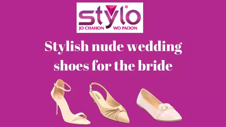 stylish nude we dding shoes for the bride