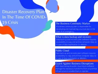 Disaster Recovery Plan In The Time Of COVID-19 Crisis