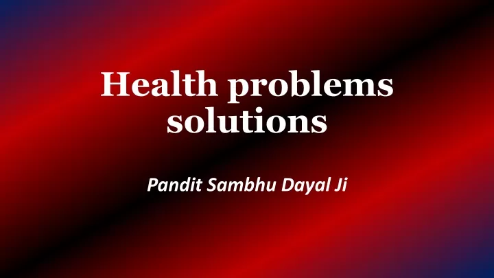 health problems solutions