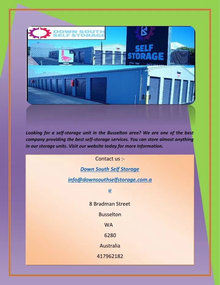 looking for a self storage unit in the busselton