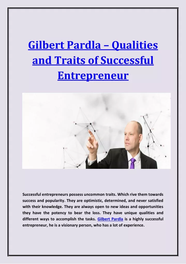 gilbert pardla qualities and traits of successful