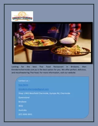 Best Thai Restaurant | Kinndermchermside.com.au