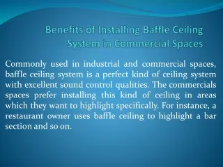 Benefits of Installing Baffle Ceiling System in Commercial Spaces