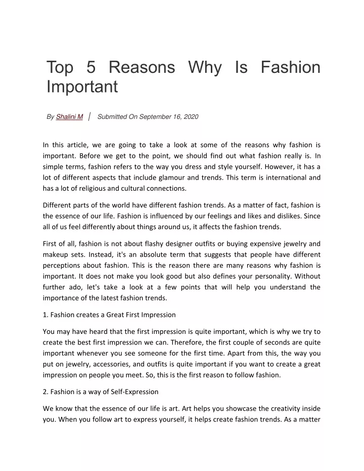 top 5 reasons why is fashion important