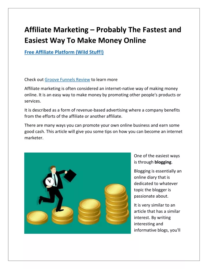 affiliate marketing probably the fastest