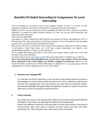 benefits of global internship in comparison