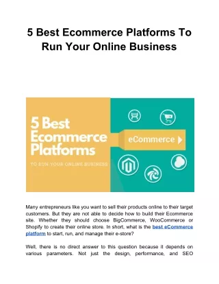 5 best ecommerce platforms to run your online