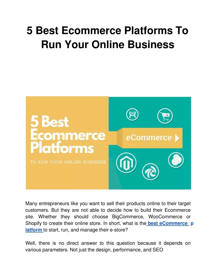 5 best ecommerce platforms to run your online business