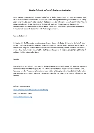 kautionsfrei mieten ohne mietkaution mit gocaution