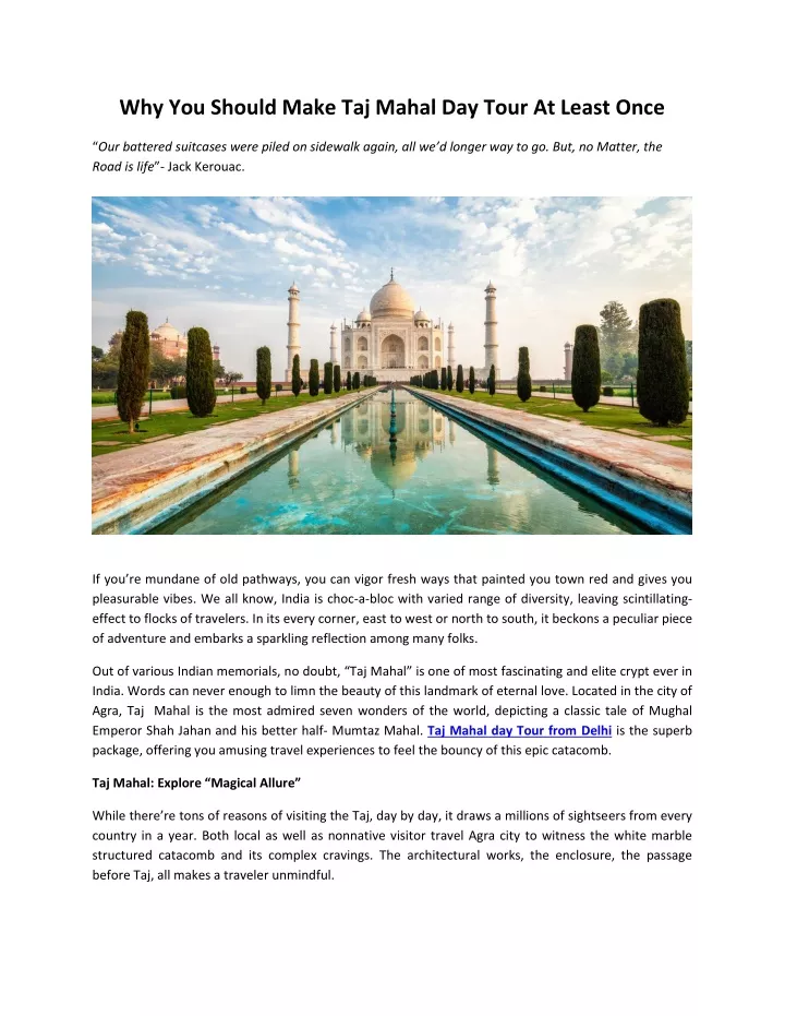 why you should make taj mahal day tour at least