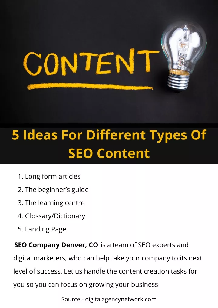 5 ideas for different types of seo content