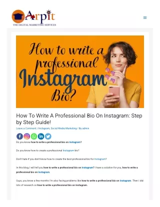 How To Write A Professional Bio On Instagram: Step by Step Guide!