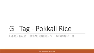 Pokkali Rice - Pokkali paddy - pokkali culture pdf - GI Number 81