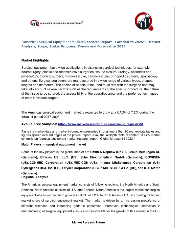 americas surgical equipment market research