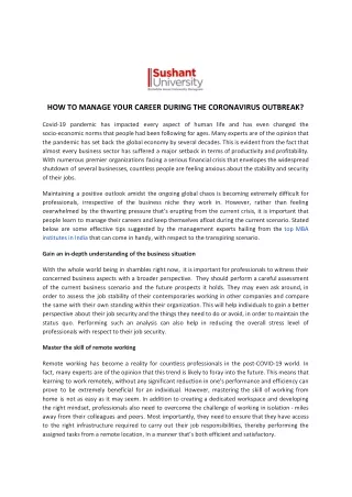 how to manage your career during the coronavirus