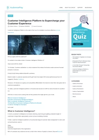 Customer Intelligence Platform to Supercharge your Customer Experience