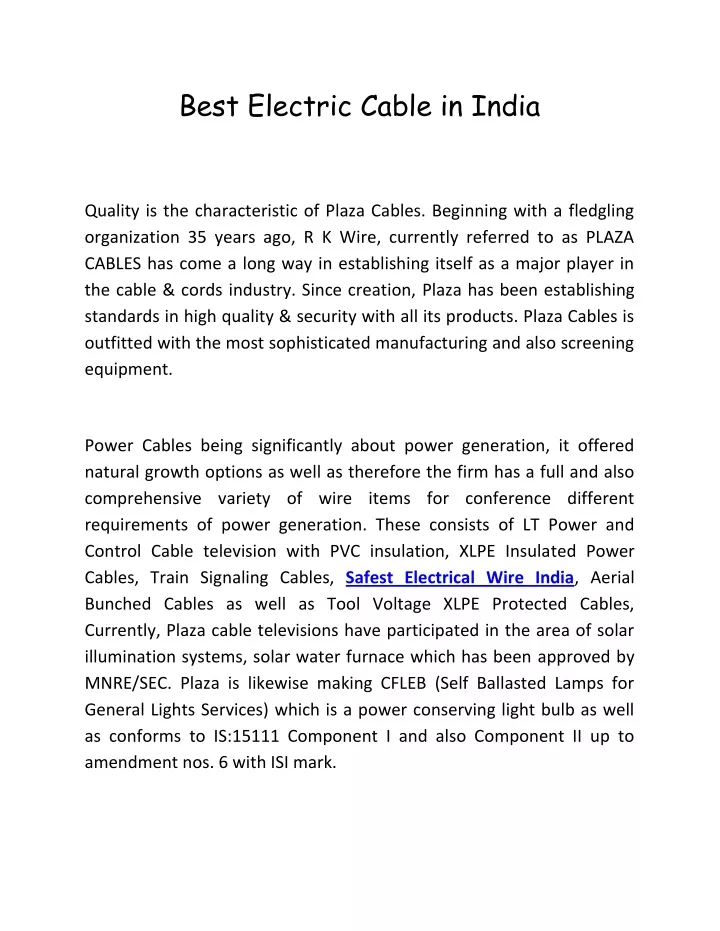 best electric cable in india
