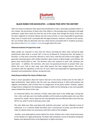 Black Robes for Advocates – A Sneak Peek Into The History | Sushant University