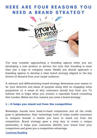 Here are Four Reasons You Need a Brand Strategy