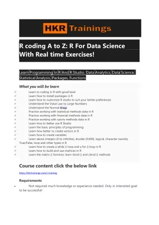 R coding A to Z: R For Data Science With Real time Exercises!